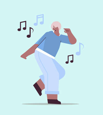 senior african american woman dancing and singing grandmother having fun active old age conceptのイラスト素材