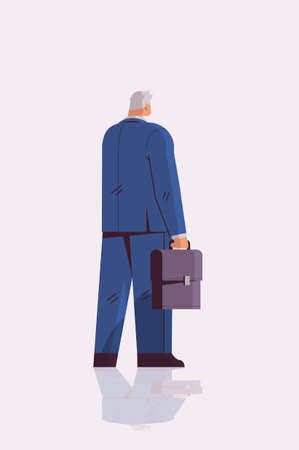 businessman in formal wear standing back to camera rear view of elegant business man posingのイラスト素材