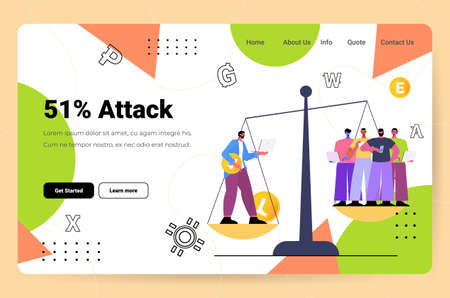 people balancing on scales cryptocurrency mining virtual money banking transaction digital currency conceptのイラスト素材