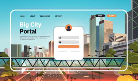 big city portal website landing page template cityscape background horizontal copy spaceのイラスト素材