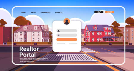 realtor portal website landing page template home agent rent of house property for saleのイラスト素材