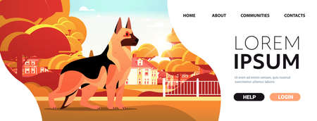 german shepherd walking outdoor cute dog furry human friend domestic animal conceptのイラスト素材