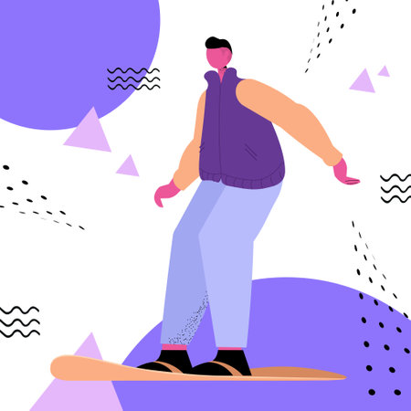 man skateboarding guy doing activities christmas new year holidays winter vacation concept full lengthのイラスト素材