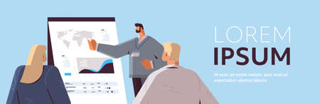 businessman presenting report for businesspeople at conference meeting business presentation conceptのイラスト素材