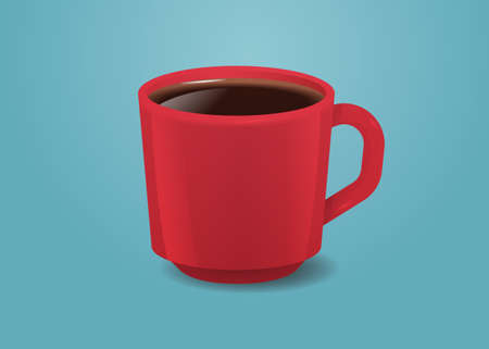 realistic coffee in red cup hot americano drinkのイラスト素材