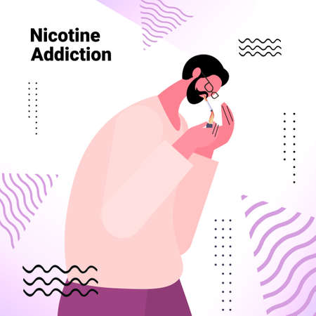 man smoking cigarette bad habits unhealthy lifestyle nicotine addiction concept portraitのイラスト素材