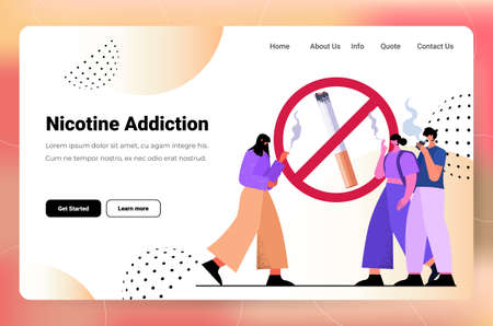 people smoking cigarettes bad habits unhealthy lifestyle nicotine addiction concept horizontal full lengthのイラスト素材