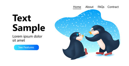 cute penguins animals standing together antarctic birds spending time together full lengthのイラスト素材