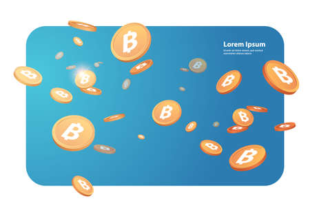 gold coins bitcoins crypto currency web money mining passive income earnings electronic payments conceptのイラスト素材