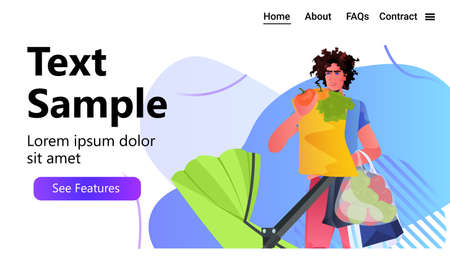 young father walking with newborn baby in stroller fatherhood parenting conceptのイラスト素材