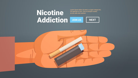 human hand holding cigarette and gas lighter bad habits unhealthy lifestyle nicotine addiction conceptのイラスト素材