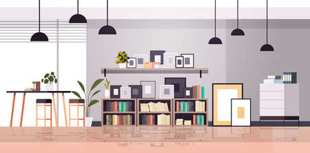 creative workplace modern cabinet empty no people office interior contemporary co-working centerのイラスト素材