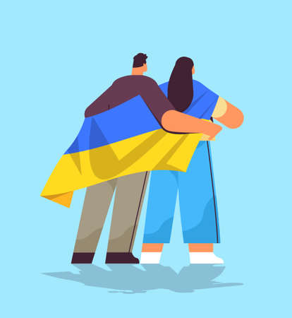 people protesters holding Ukrainian flags pray for Ukraine peace save Ukraine from russia stop war conceptのイラスト素材