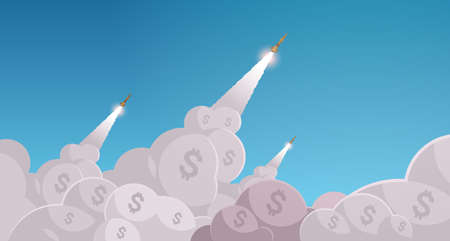 ballistic missile launching rocket successfully launched financing war sanctions metaphor concept