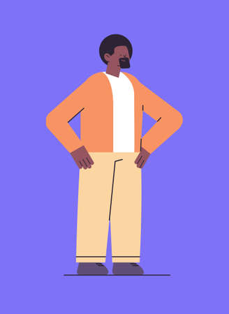 african american man in casual clothes cute guy standing pose male cartoon character full length