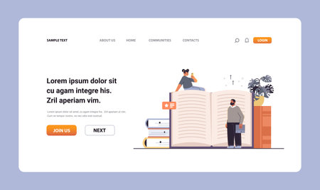 man woman students reading books education exam preparation concept horizontal full length copy spaceのイラスト素材