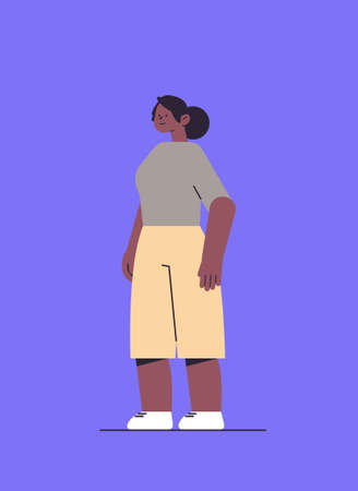 young african american woman in casual clothes beautiful girl standing pose female cartoon character