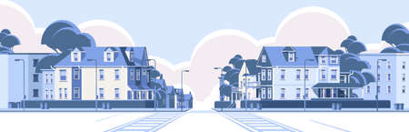 city facade buildings empty no people urban street real estate town exterior horizontalのイラスト素材