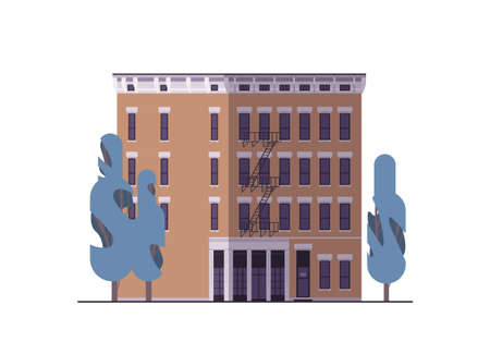 modern house building exterior urban building facade horizontal isolatedのイラスト素材