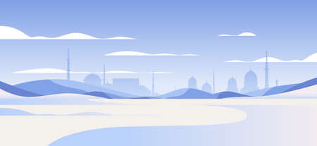 Beautiful summer desert muslim cityscape horizontalのイラスト素材