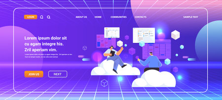businesspeople in virtual reality digital glasses planning day scheduling appointment in calendar app agenda meeting planのイラスト素材