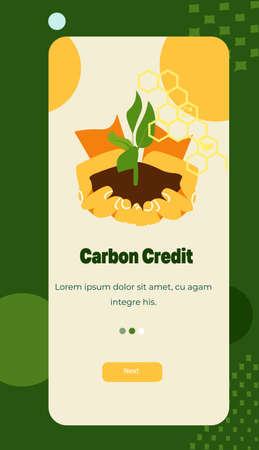 carbon credit concept hands holding green plant responsibility of co2 emission environmental conservationのイラスト素材