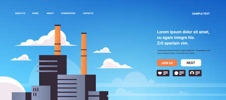 high concrete chimney emits CO2 and dangerous fumes presence of carbon dioxide gas in atmosphere co2 reductionのイラスト素材