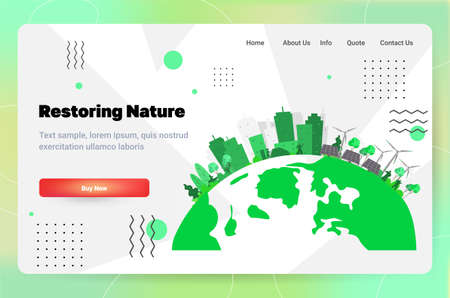 renevable energy concept green houses with solar energy panels around planet sustainable energy developmentのイラスト素材