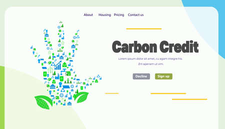 carbon credit concept responsibility of co2 emission environmental conservation sustainable ESG developmentのイラスト素材