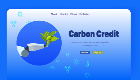 carbon credit concept robot hand holding green plant responsibility of co2 emission environmental conservationのイラスト素材