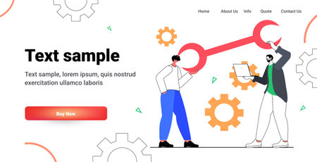 developers team carrying wrench programmers creating website ui web development program software optimizationのイラスト素材