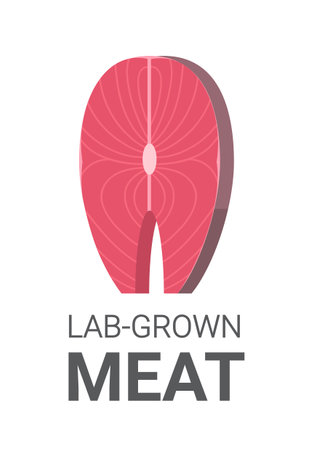 cultured raw red meat made from animal cells artificial lab grown meat production concept verticalのイラスト素材