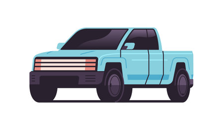 electric pickup truck car electrified transportation e-motion EV management sustainable transport conceptのイラスト素材