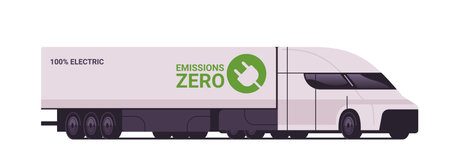 electric semi trcuk trailer with container future cargo transport delivery electrified transportation e-motion zero emissionsのイラスト素材