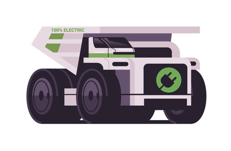 electric mining dumper industrial truck electrified transportation e-motion EV management sustainable transportのイラスト素材