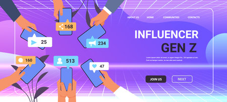 social media influencers using smartphones generation Z lifestyle concept new demography trend with progressive youth genのイラスト素材