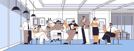 businesspeople discussing during conference meeting brainstorming teamwork concept office interiorのイラスト素材