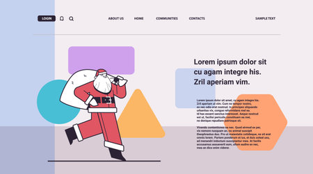 man in santa claus costume holding sack merry christmas happy new year holiday celebration concept horizontalのイラスト素材