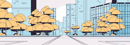 road empty street with crosswalk city buildings skyline modern architecture cityscape background horizontalのイラスト素材