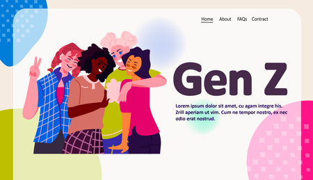 mix race women in trendy clothes embracing generation Z lifestyle concept new modern demography trendのイラスト素材