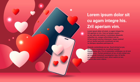 love red hearts on digital gadgets happy valentine day holiday celebrationのイラスト素材