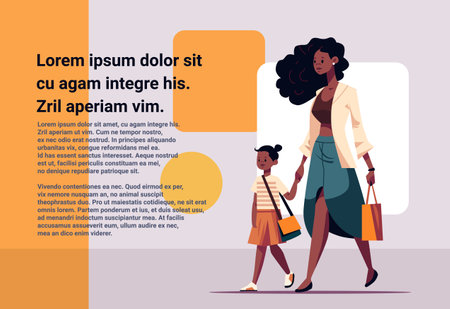 mother and little daughter walking together mom taking child to school or kindergarten motherhood happy familyのイラスト素材