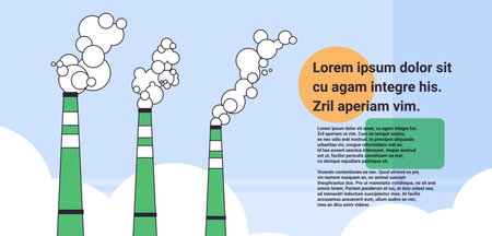 high concrete chimney emits CO2 and dangerous fumes presence of carbon dioxide gas in atmosphere co2 reductionのイラスト素材