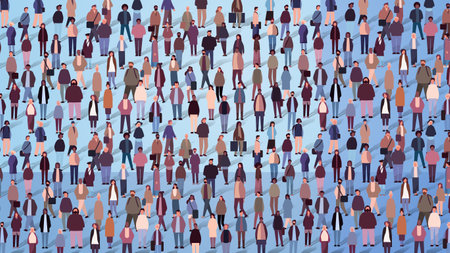 multiethnic people group mix race men women crowd in casual clothes standing together diversity multiculturalismのイラスト素材