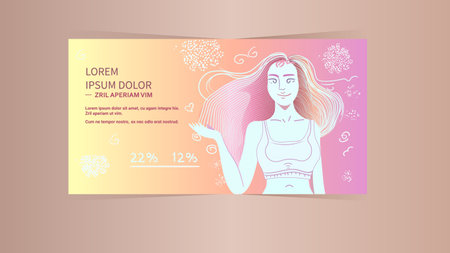 sexy woman young sporty girl in sportswear posing on camera fitness club ad template portraitのイラスト素材