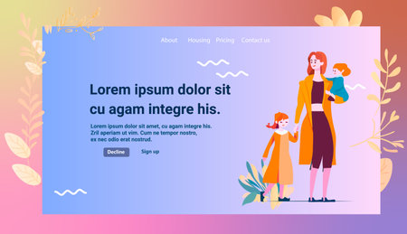 mother holding her little daughters loving family parenthood childcare concept mothers day card templateのイラスト素材