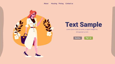 beautiful woman with flowers casual girl in sunglasses mothers day card template horizontalのイラスト素材