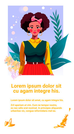 beautiful african american woman young girl posing in casual clothes mothers day card template portraitのイラスト素材