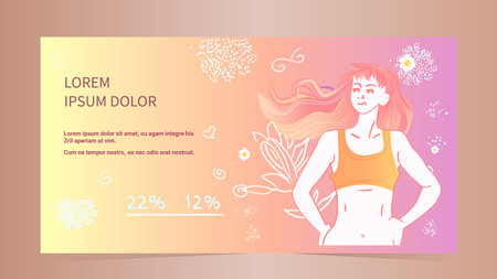 sexy woman young sporty girl in sportswear posing on camera fitness club ad template portraitのイラスト素材