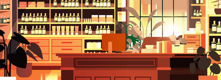 modern loft interior of open space home office with furniture for corporate or freelance workのイラスト素材